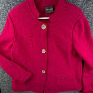 Geiger Sweater Women 44 Pink Pure New Wool Cardigan Logo Austria Knit Ladies